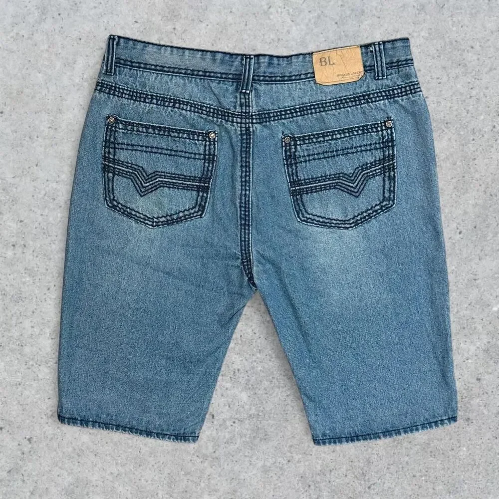 Brooklyn Laundry Embroidered Blue Jean Shorts Jorts